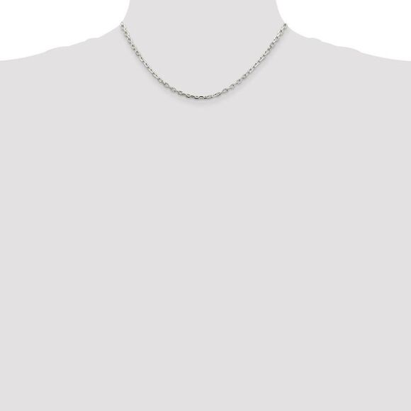 3.25mm Sterling Silver Solid Beveled Oval Cable Chain Necklace, 16 In - Picture 2 of 8